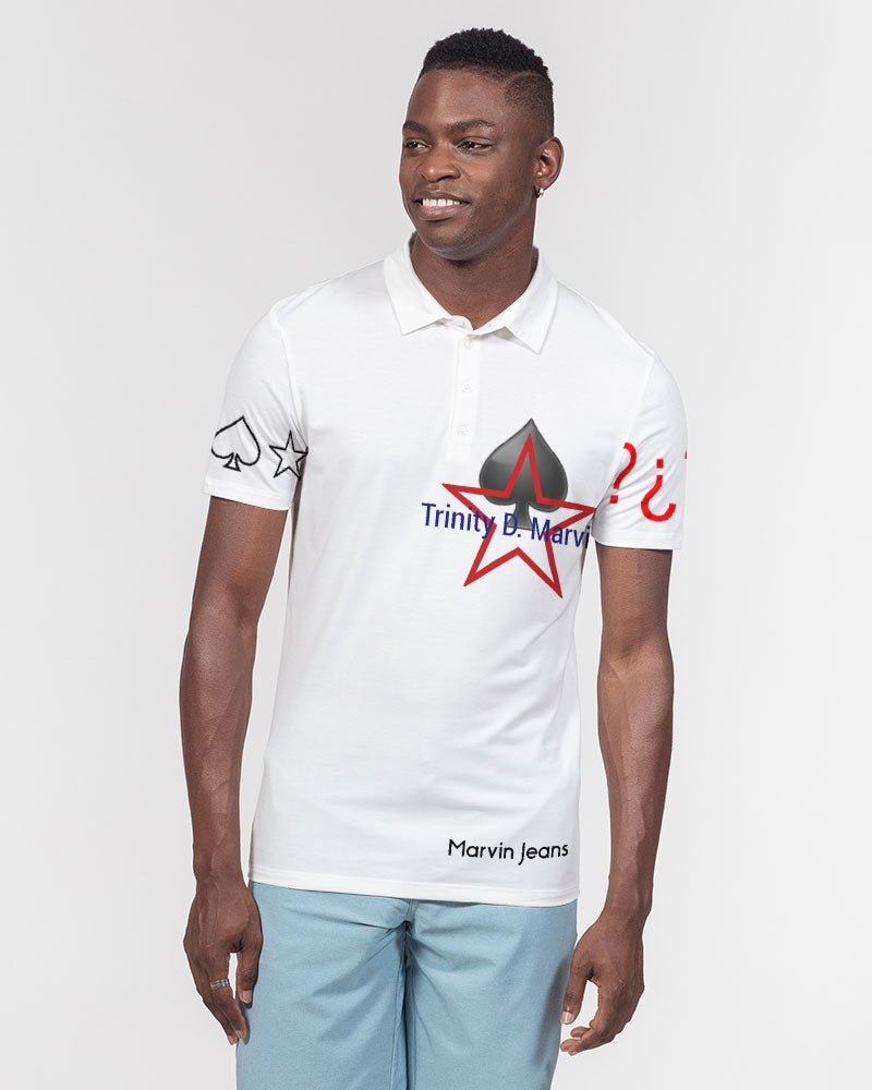 All White New-Legacy Men's Slim Fit Short Sleeve Polo