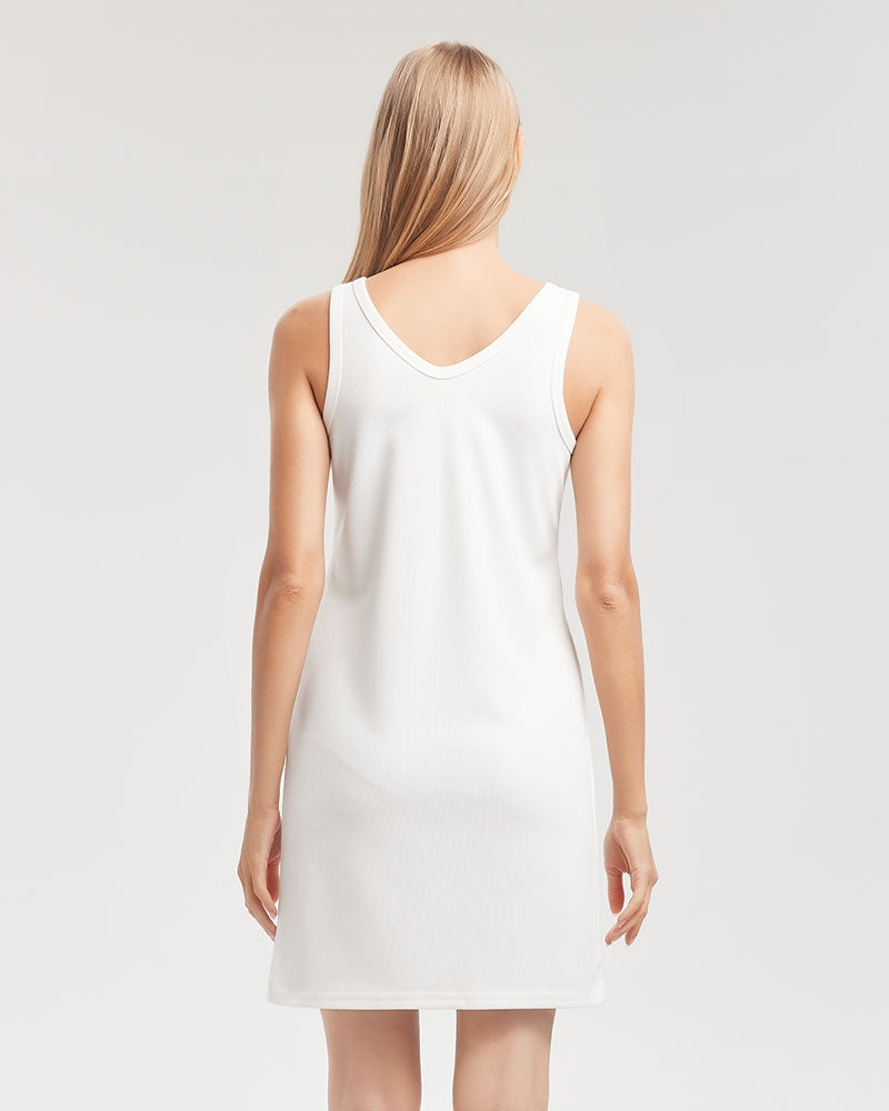 All White Women's Rib Knit V Neck Mini Dress