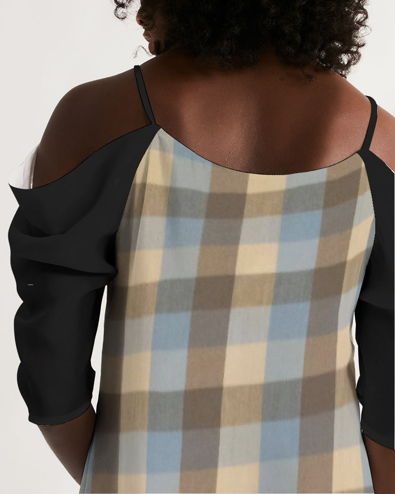 @plaids Women's Open Shoulder A-Line Dress