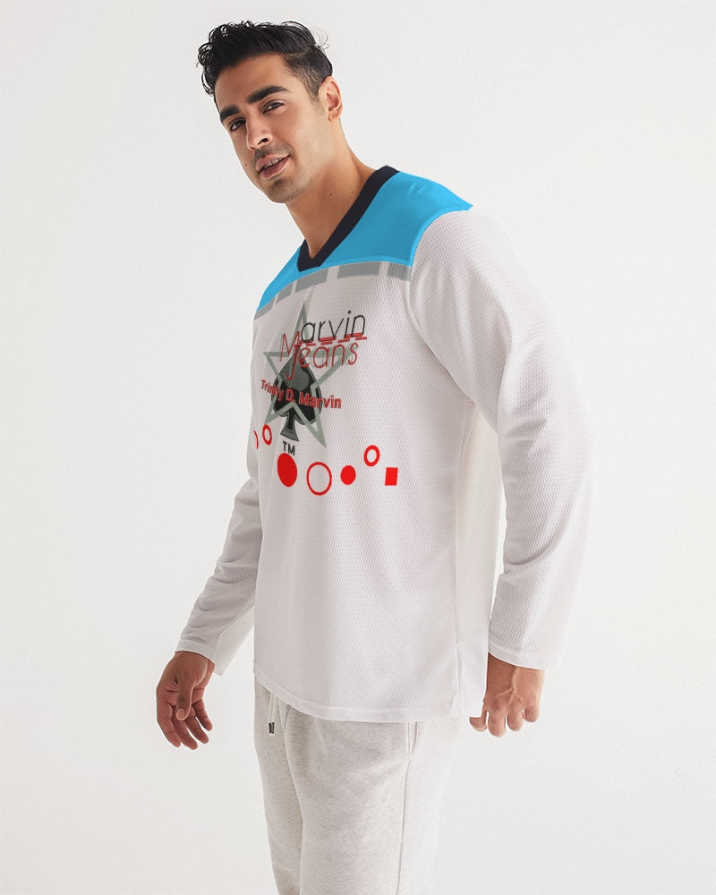 Loud blue by Marvin Jeans and Trinity D Marvin Men's Long Sleeve Sports Jersey