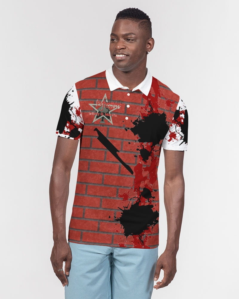 Brick city red awesome print Men's Slim Fit Short Sleeve Polo