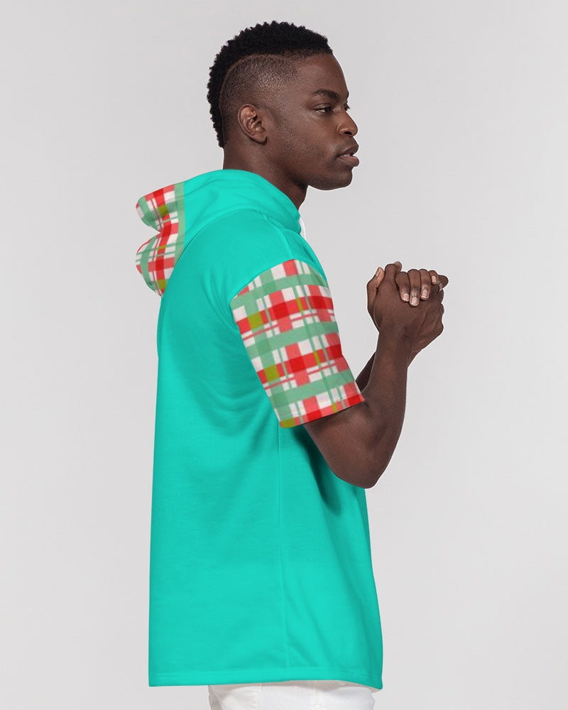Color grid dark mint by Marvin Jeans and Trinity D Marvin Men's Premium Heavyweight Short Sleeve Hoodie