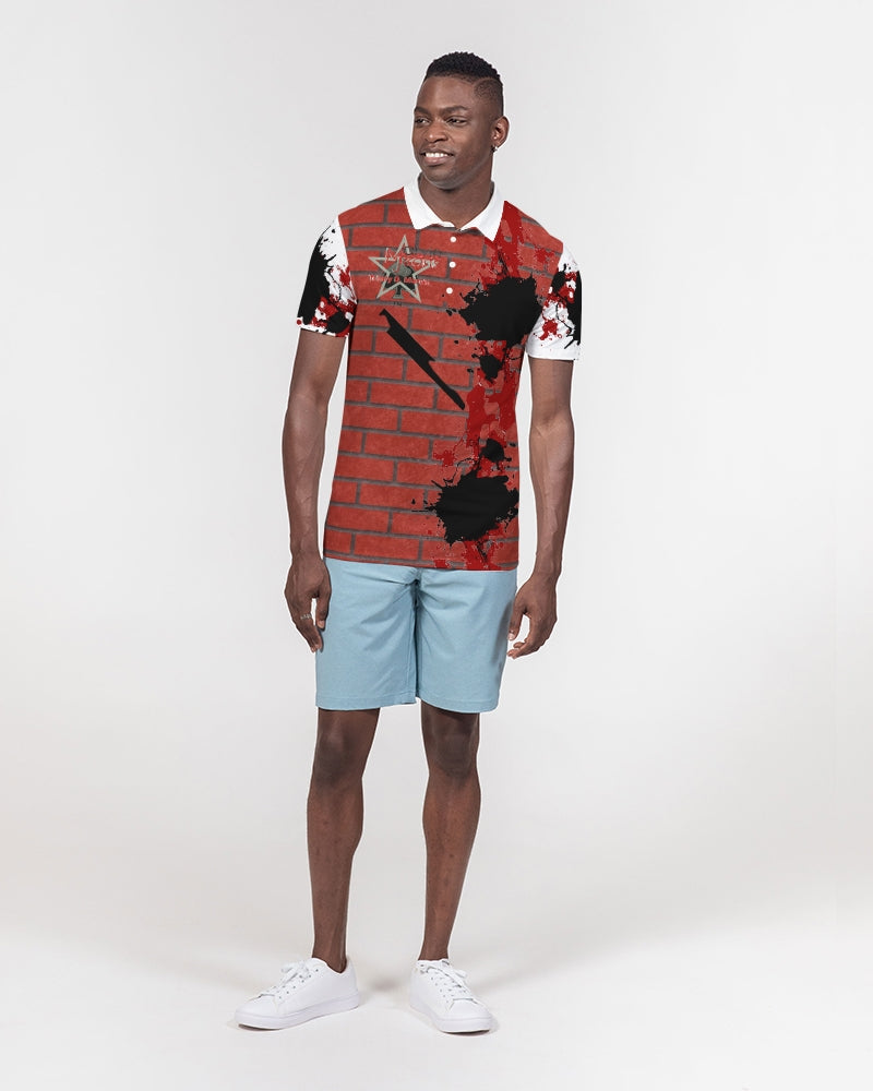Brick city red awesome print Men's Slim Fit Short Sleeve Polo