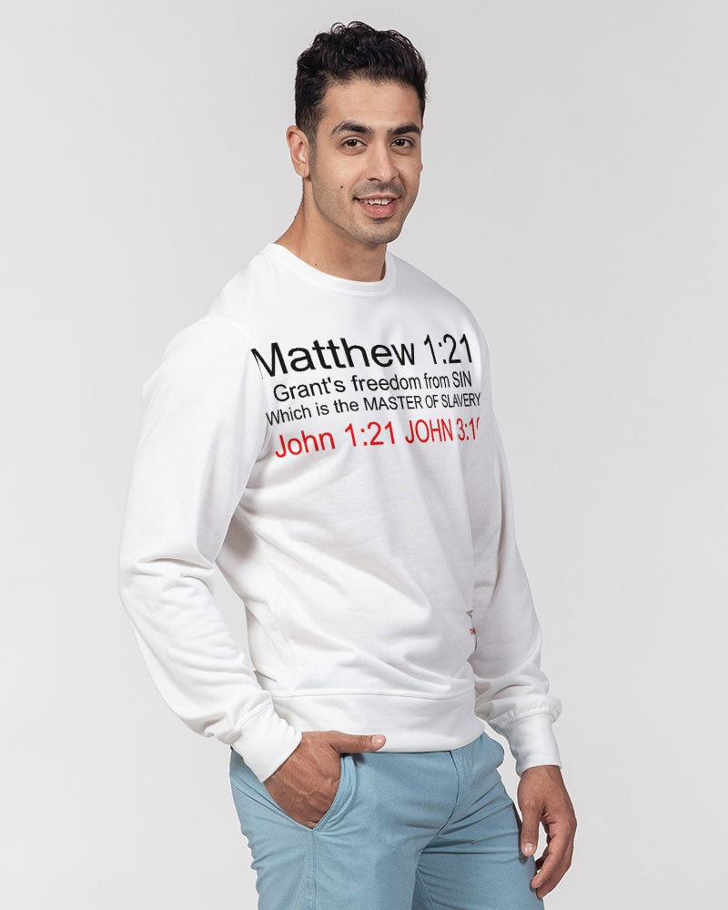 Gospel message freedom from sin BY MARVIN JEANS Men's Classic French Terry Crewneck Pullover