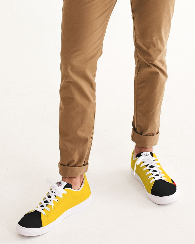 Yellow black Men's Faux-Leather Sneaker