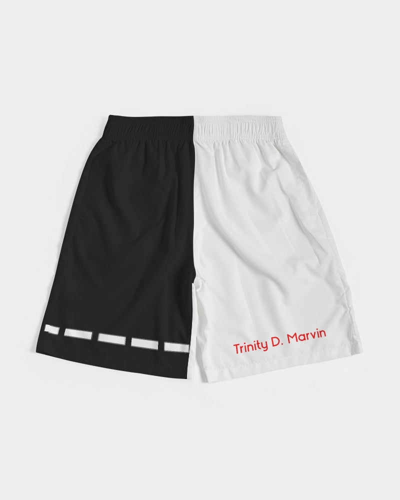 Black and white Trinity D. Marvin Men's Jogger Shorts