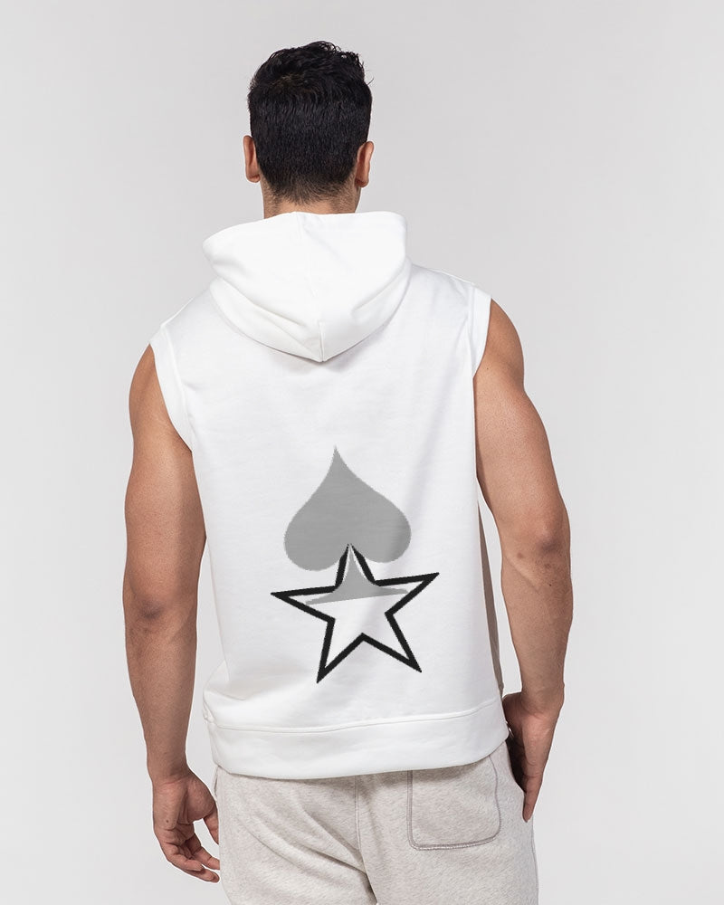 All white BY MARVIN JEANS Men's Premium Heavyweight Sleeveless Hoodie