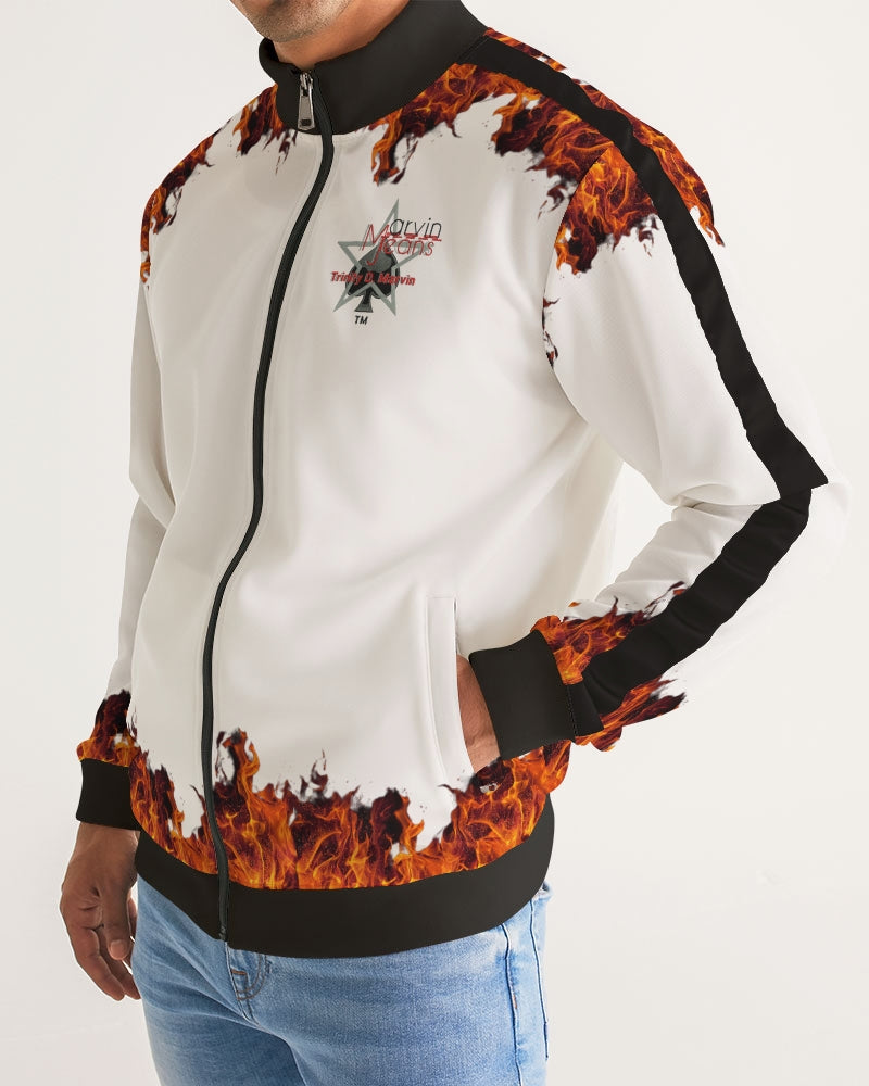 Fire all white by Marvin Jeans and Trinity D Marvin Men's Stripe-Sleeve Track Jacket