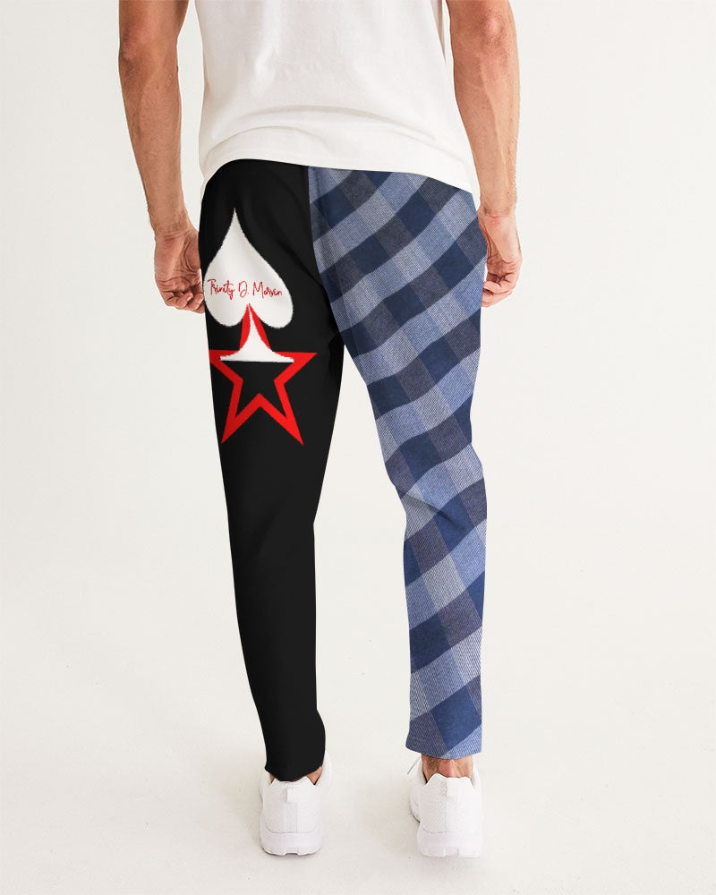 Blue stripes half black Men's Joggers
