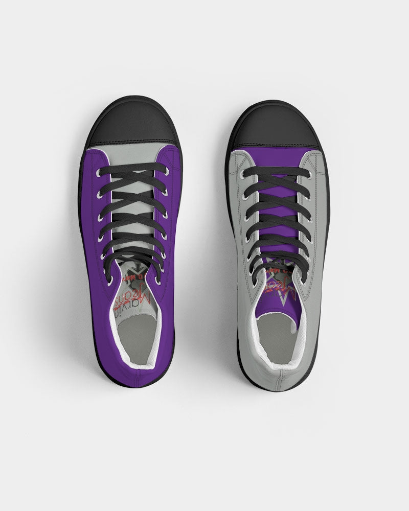 Purple light grey Men's Hightop Canvas Shoe - Black