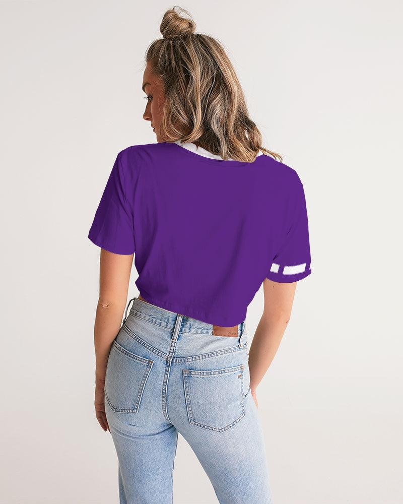 Purple BY MARVIN JEANS Women's Twist-Front Cropped Tee