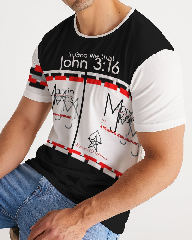 John 3:16 in God we trust by Marvin Jeans and Trinity D Marvin Men's Tee