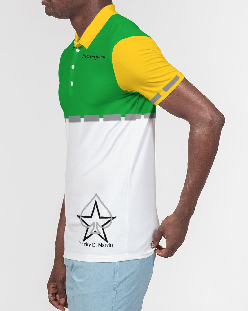 Lemon Lime Green Bay BY MARVIN JEANS Men's Slim Fit Short Sleeve Polo