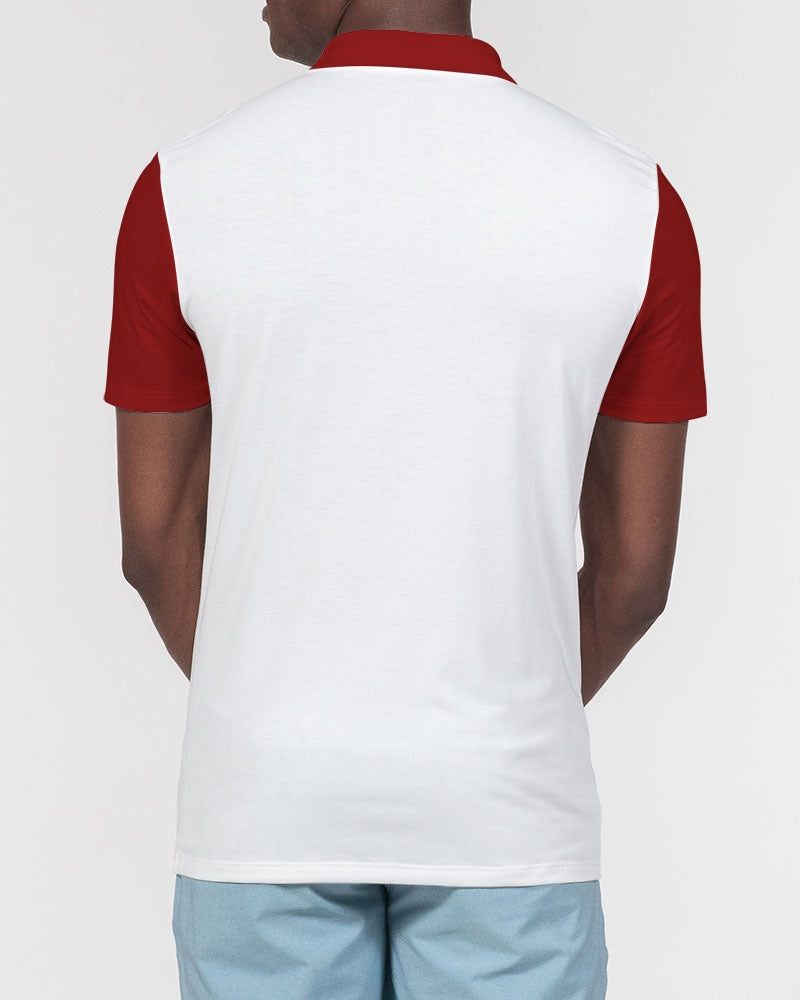 Maroon and white BY MARVIN JEANS Men's Slim Fit Short Sleeve Polo