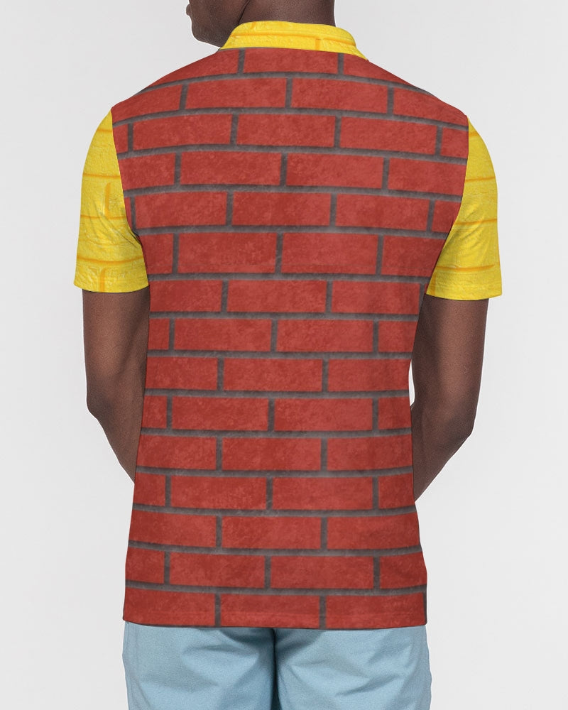 Brick city Red Yellow by Marvin Jeans and Trinity D Marvin Men's Slim Fit Short Sleeve Polo