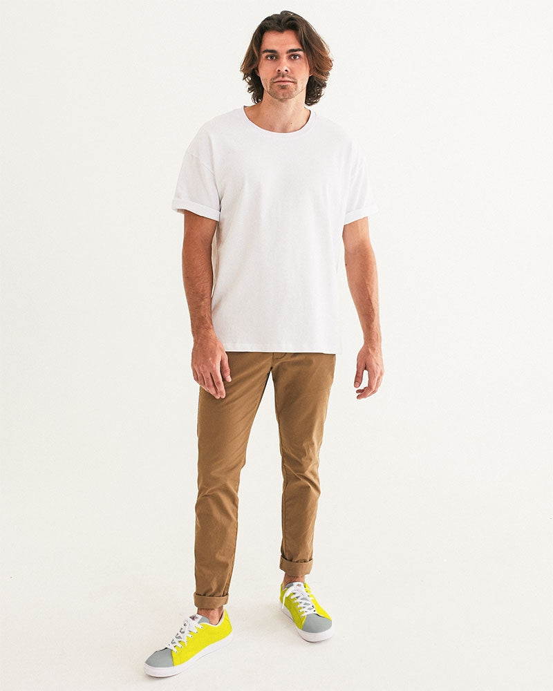 Light yellow grey tip Men's Faux-Leather Sneaker