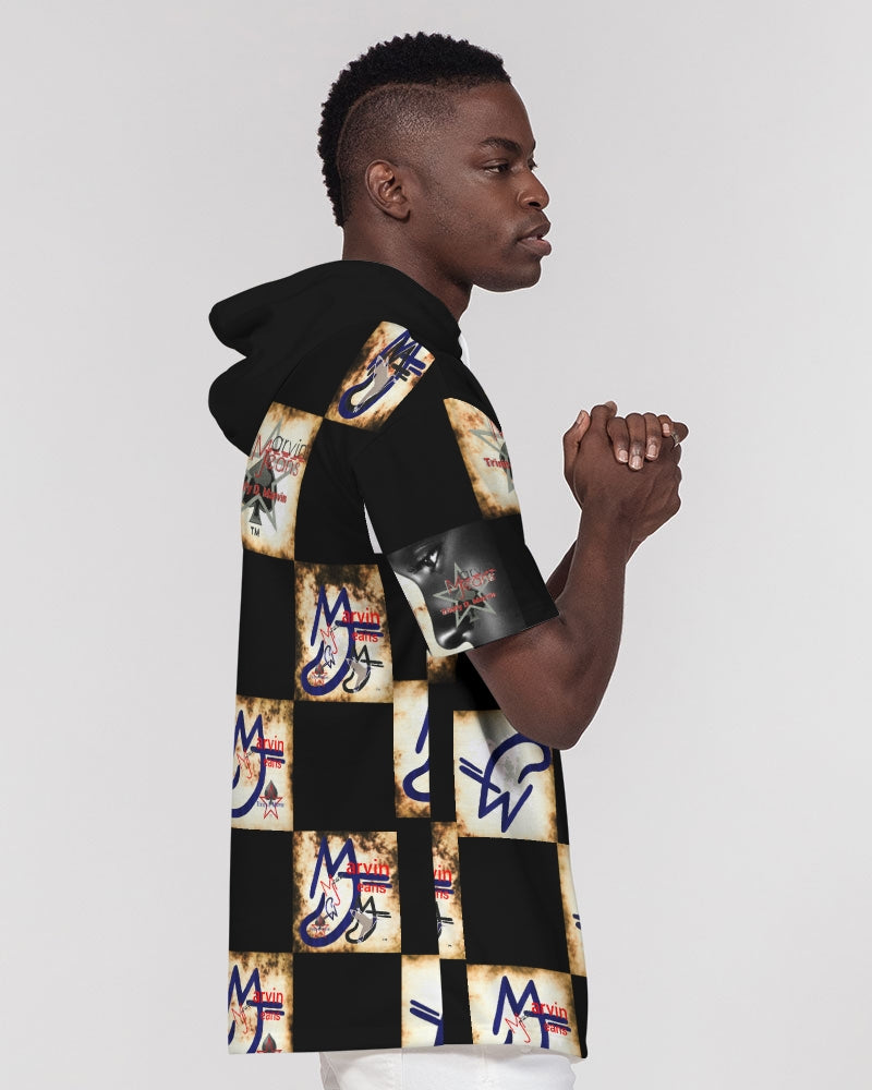 Bold gold logo's by Marvin Jeans and Trinity D Marvin Men's Premium Heavyweight Short Sleeve Hoodie