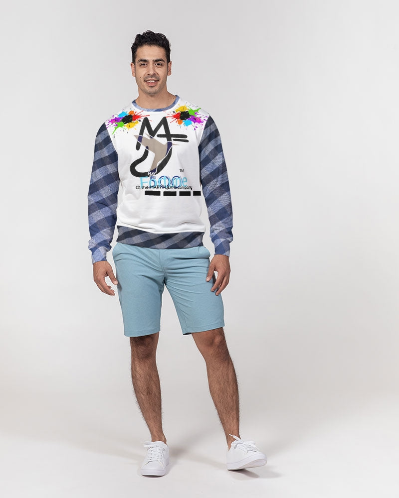 Double splash blue stripes by Marvin Jeans and Trinity D Marvin Men's Classic French Terry Crewneck Pullover