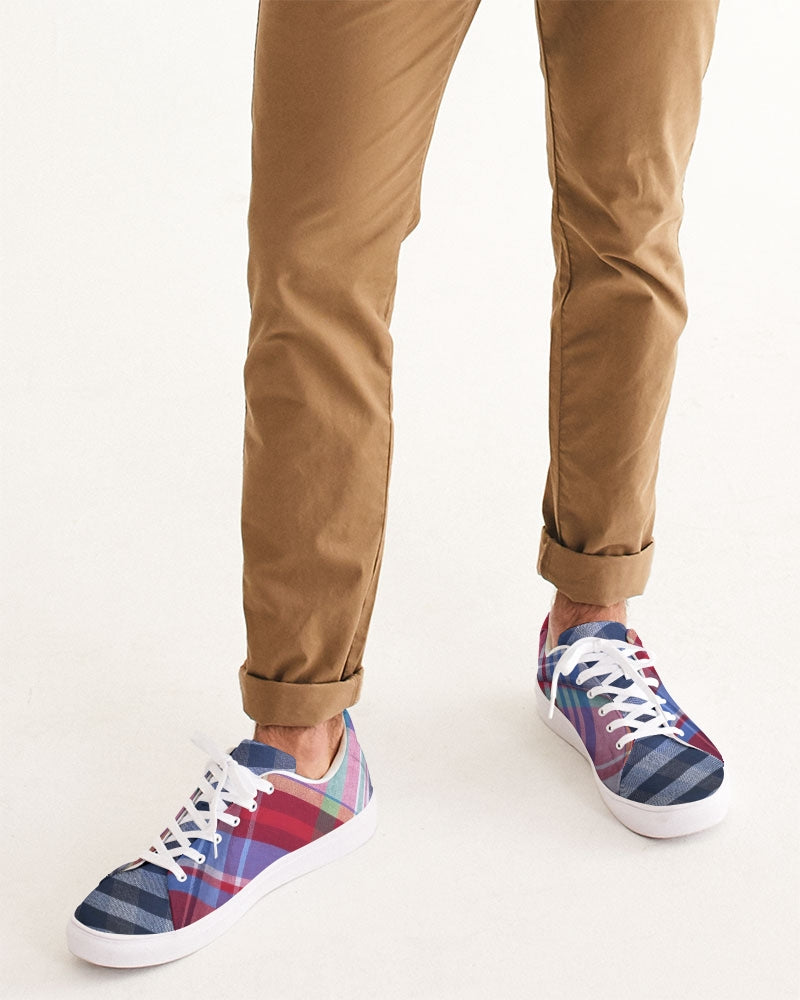 Plaids blue stripes by Marvin Jeans and Trinity D Marvin Men's Faux-Leather Sneaker