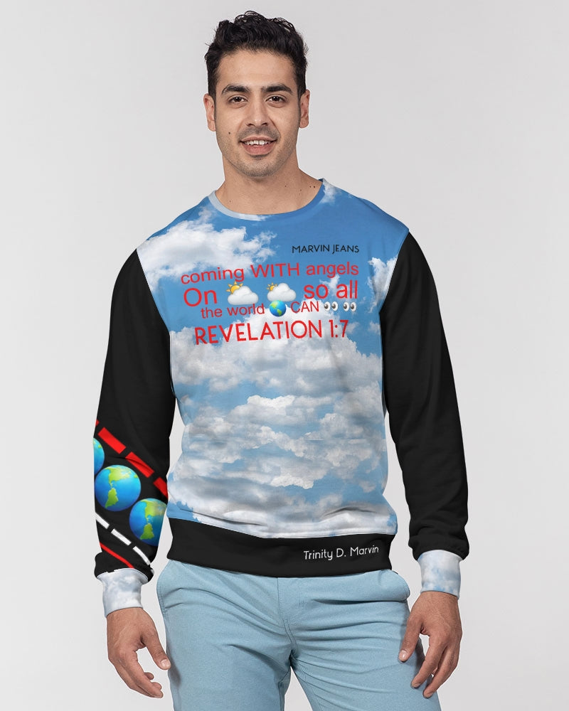 Gospel message (skydive) BY MARVIN JEANS Men's Classic French Terry Crewneck Pullover