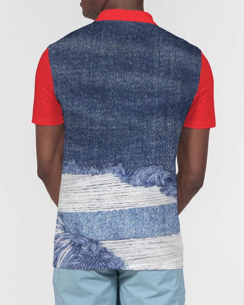 Word of Mouth denim red by Marvin Jeans and Trinity D Marvin Men's Slim Fit Short Sleeve Polo