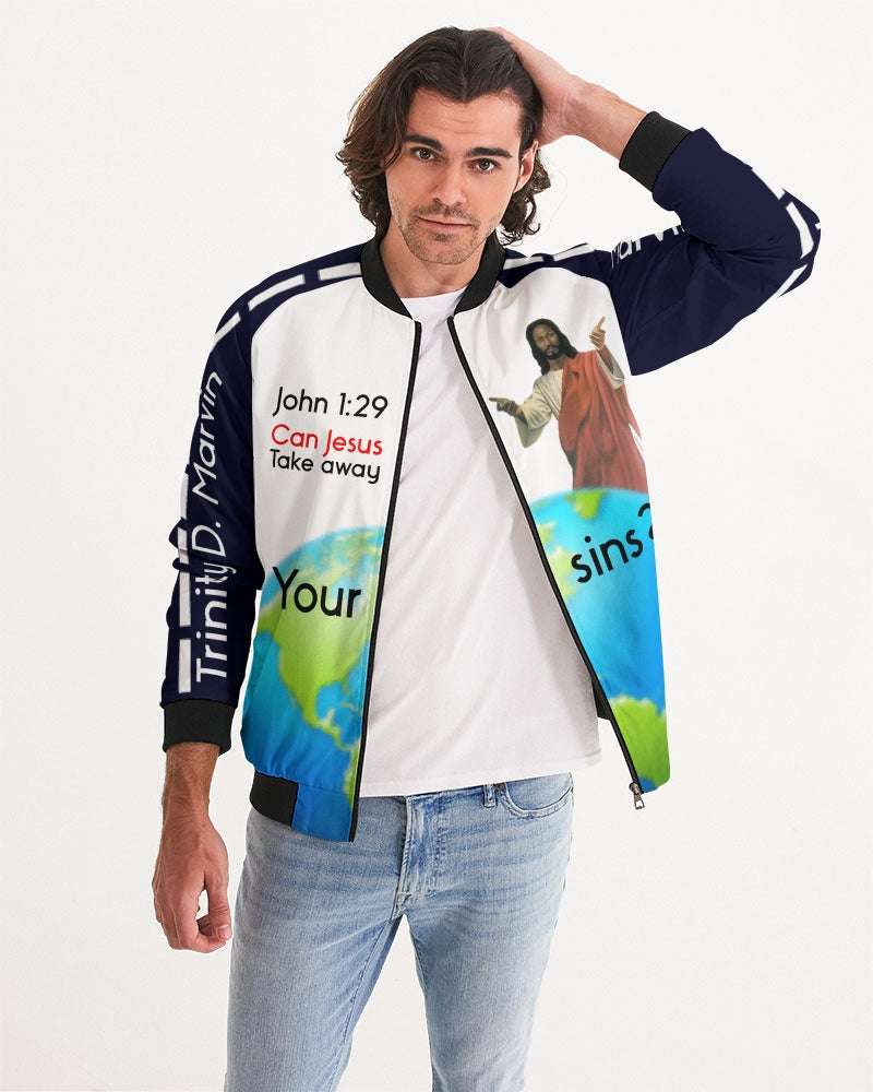 Strong truth 101 (John 3:16) by Marvin Jeans and Trinity D Marvin Men's Bomber Jacket