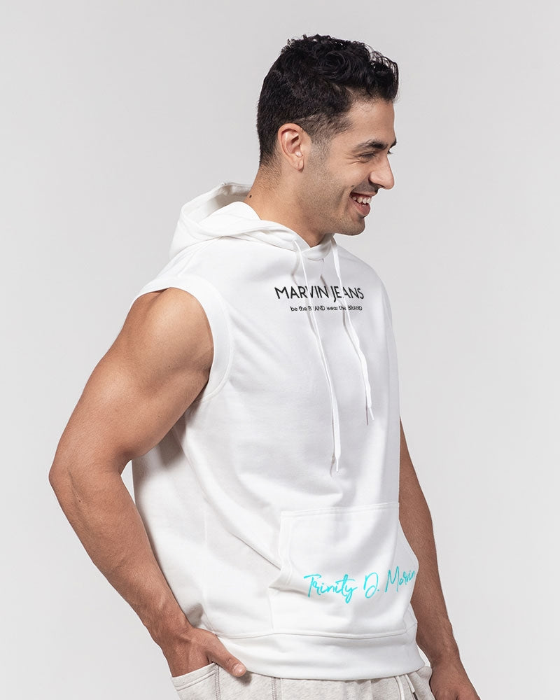 All white BY MARVIN JEANS Men's Premium Heavyweight Sleeveless Hoodie