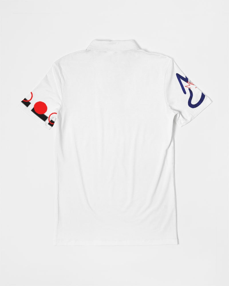 All White T.D.M by Marvin Jeans and Trinity D Marvin Men's Slim Fit Short Sleeve Polo