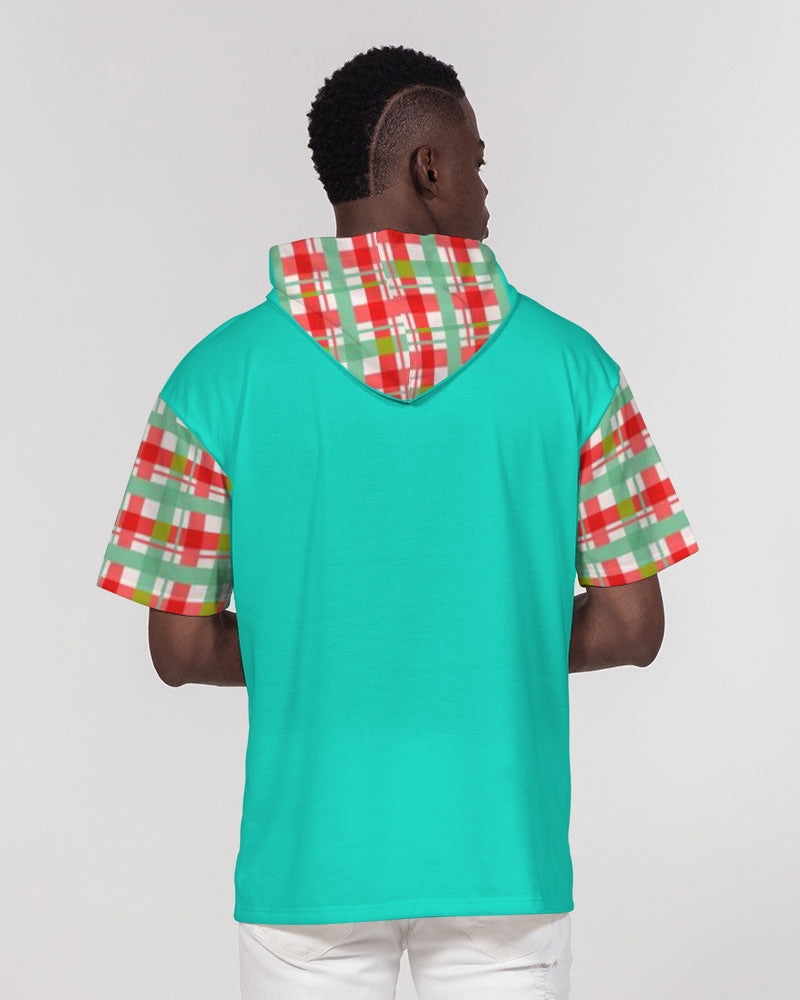 Color grid dark mint by Marvin Jeans and Trinity D Marvin Men's Premium Heavyweight Short Sleeve Hoodie