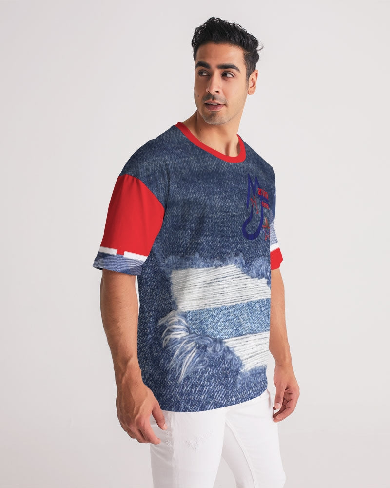 Denim red blue stripes by Marvin Jeans and Trinity D Marvin Men's Premium Heavyweight Tee