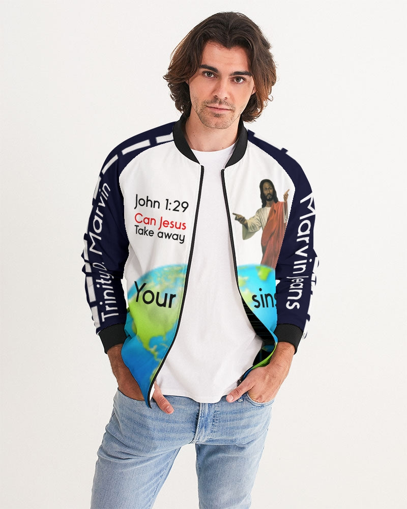 Strong truth 101 (John 3:16) by Marvin Jeans and Trinity D Marvin Men's Bomber Jacket