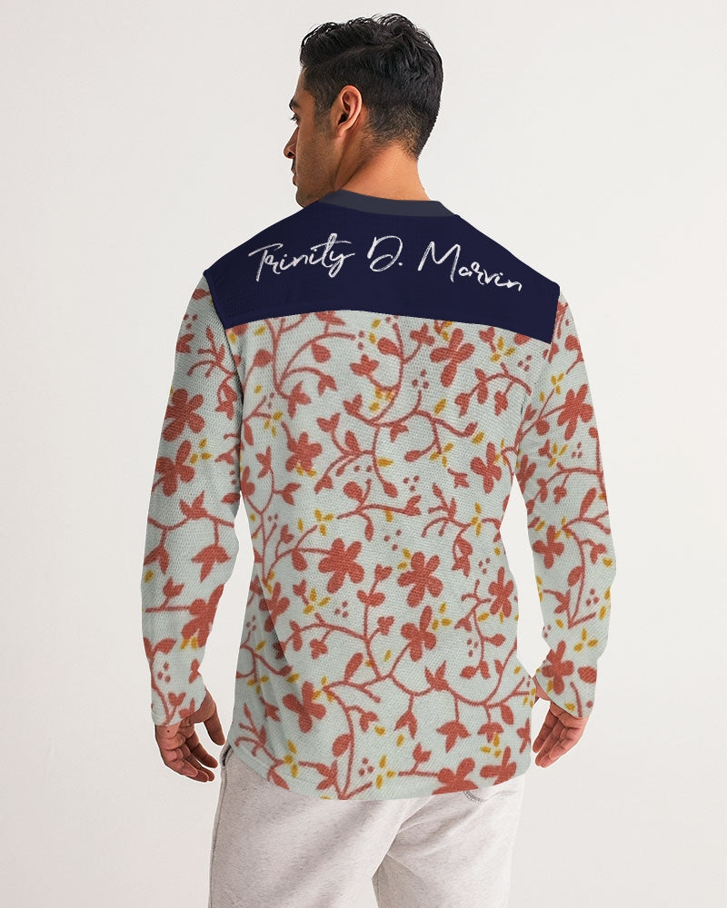Wildwood, blue by Marvin Jeans and Trinity D Marvin Men's Long Sleeve Sports Jersey