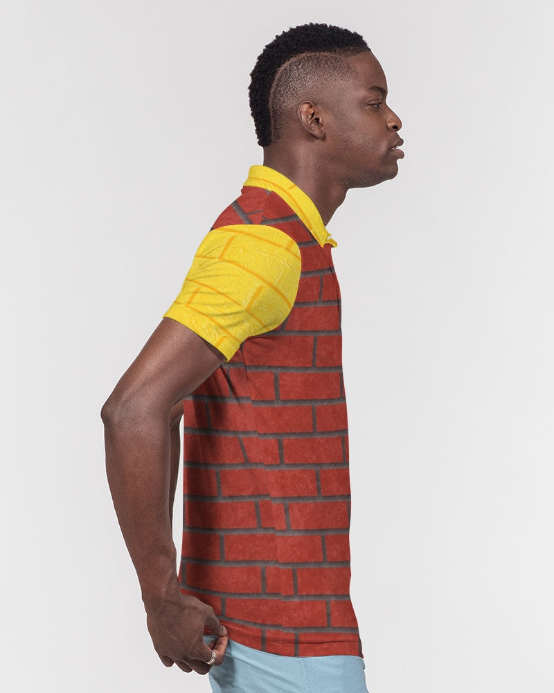 Brick city Red Yellow by Marvin Jeans and Trinity D Marvin Men's Slim Fit Short Sleeve Polo