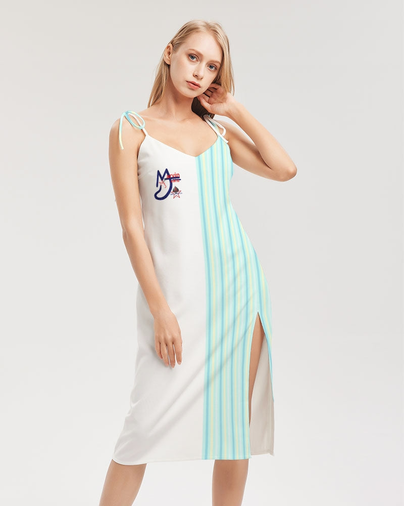 Pin stripes by Marvin Jeans and Trinity D Marvin Women's Tie Strap Split Dress