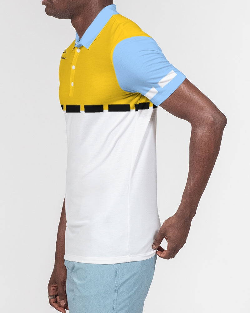 Yellow baby blue BY MARVIN JEANS Men's Slim Fit Short Sleeve Polo