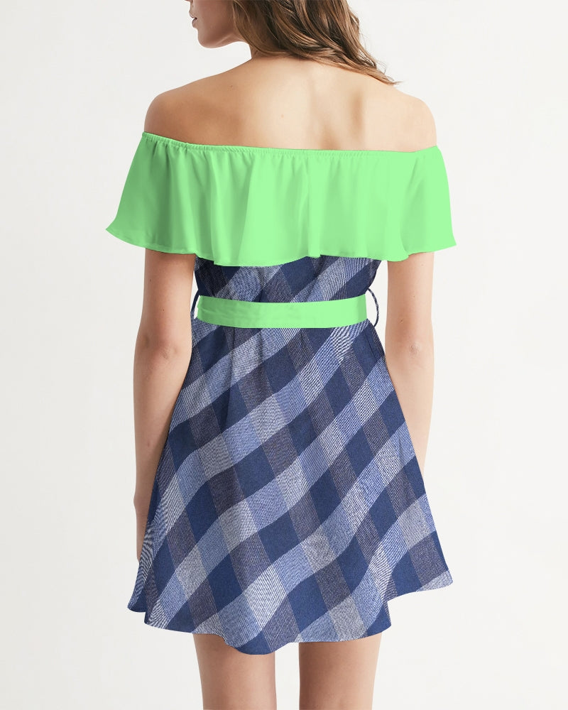 Blue stripes by Marvin Jeans and Trinity D Marvin Women's Off-Shoulder Dress