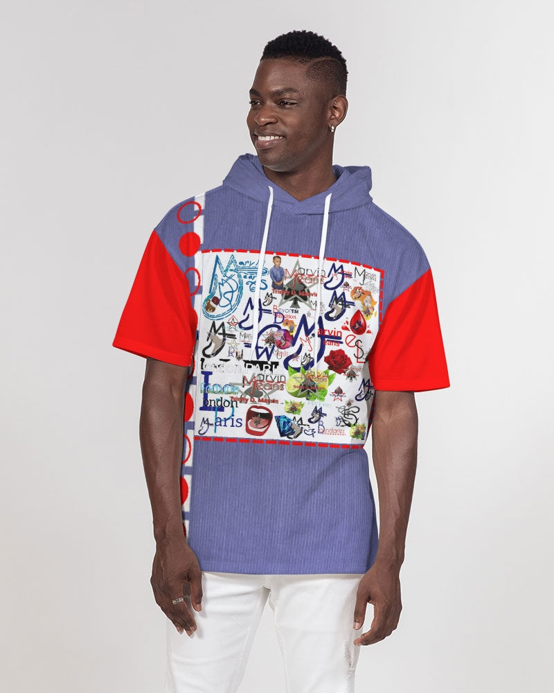 Logo's mix red sleeve by Marvin Jeans and Trinity D Marvin Men's Premium Heavyweight Short Sleeve Hoodie