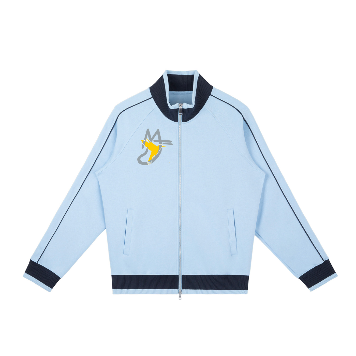 Color Block Raglan Sleeve Zip Track Jacket