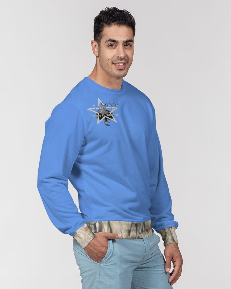 Kingly Blue  Men's All-Over Print Classic French Terry Crewneck Pullover