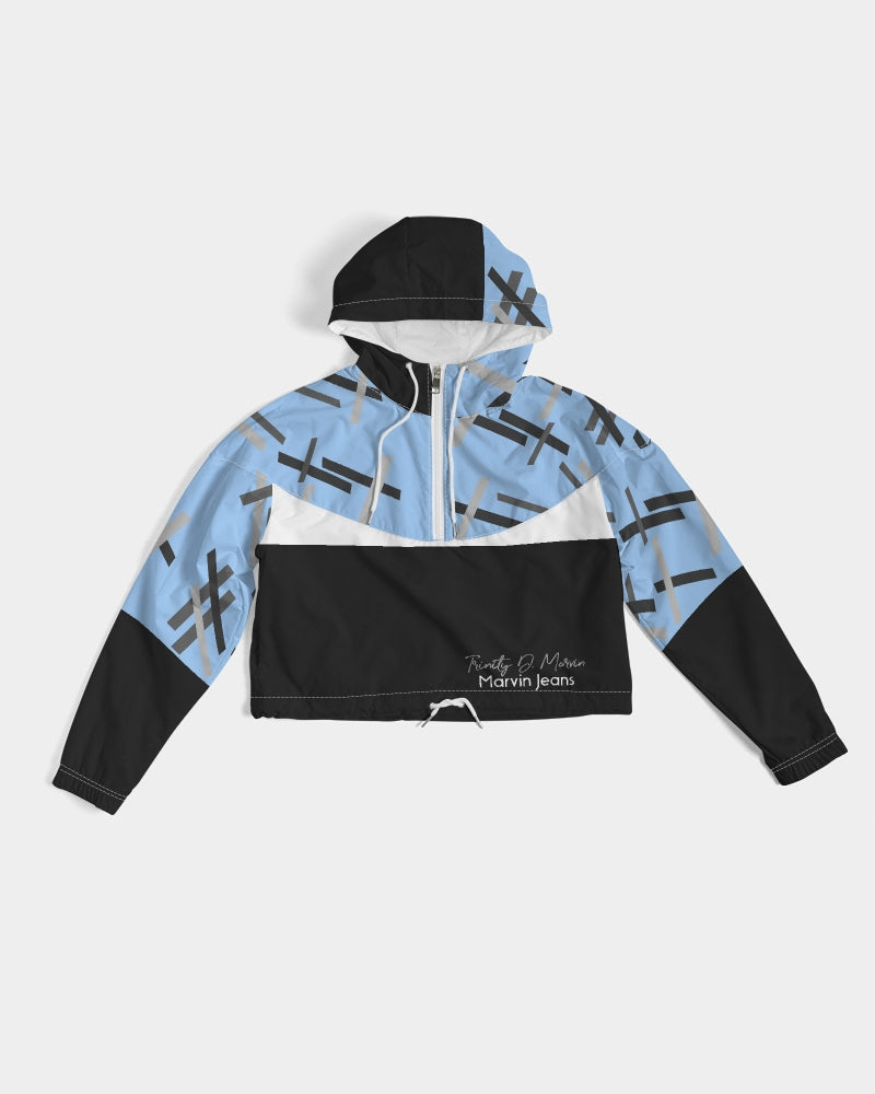 Built on business  Women's All-Over Print Cropped Windbreaker