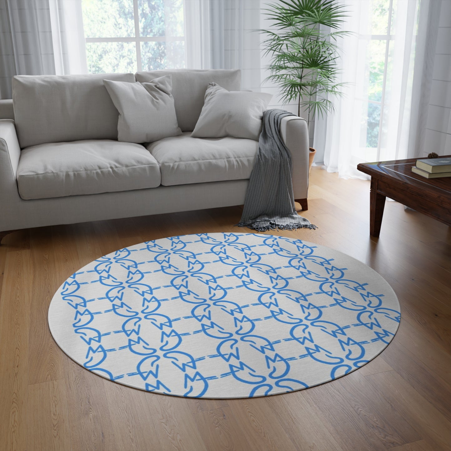 MJ Deluxe White Round Rug