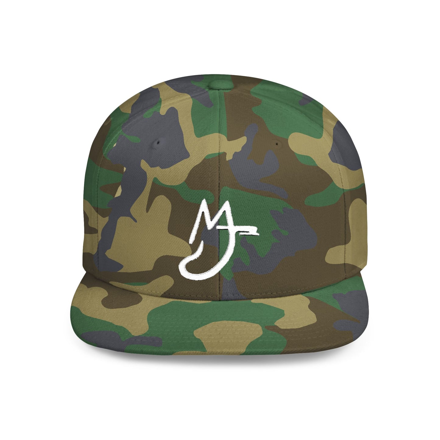MJ white Stylish Flat Bill Snapback Hat for Everyday Wear, Embroidered Cap, Streetwear Accessory, Gift for Him/Her, Trendy Headwear