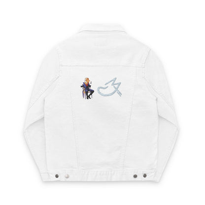 MJ Grey Stylish Unisex Embroidered Denim Jacket, Personalized Gift, Fashion Statement, Casual Wear, Customizable Jacket, Summer Outerwear