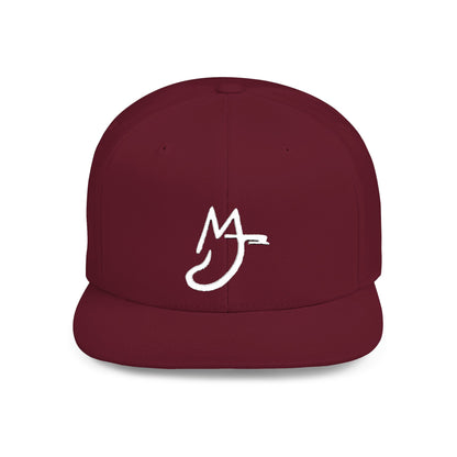 MJ white Stylish Flat Bill Snapback Hat for Everyday Wear, Embroidered Cap, Streetwear Accessory, Gift for Him/Her, Trendy Headwear