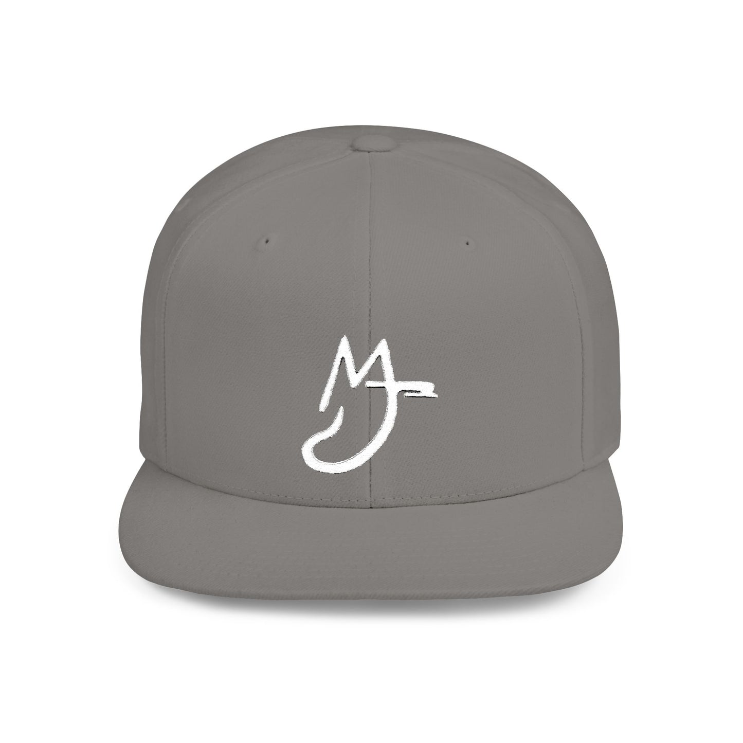 MJ white Stylish Flat Bill Snapback Hat for Everyday Wear, Embroidered Cap, Streetwear Accessory, Gift for Him/Her, Trendy Headwear