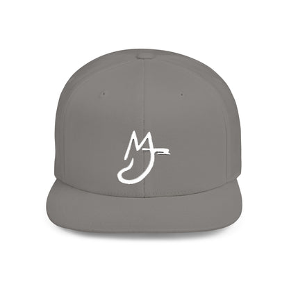 MJ white Stylish Flat Bill Snapback Hat for Everyday Wear, Embroidered Cap, Streetwear Accessory, Gift for Him/Her, Trendy Headwear