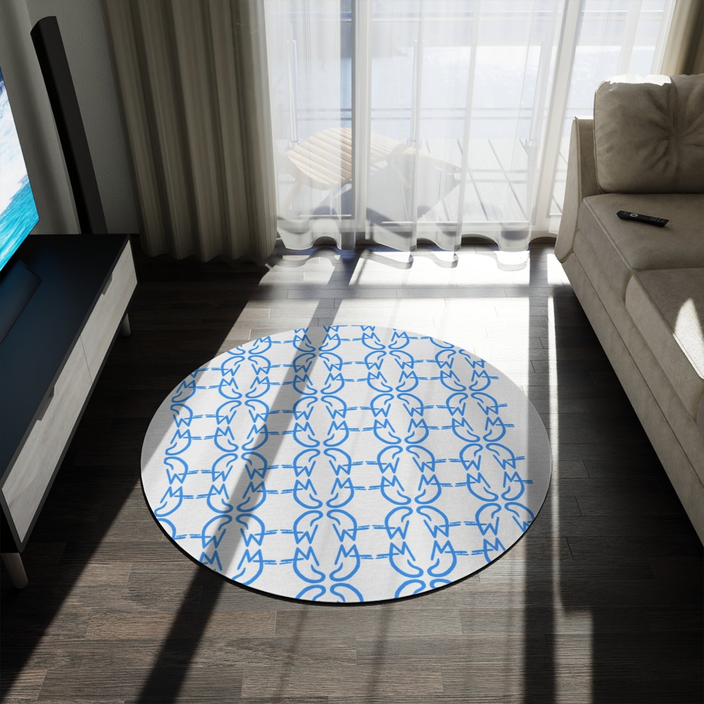 MJ Deluxe White Round Rug