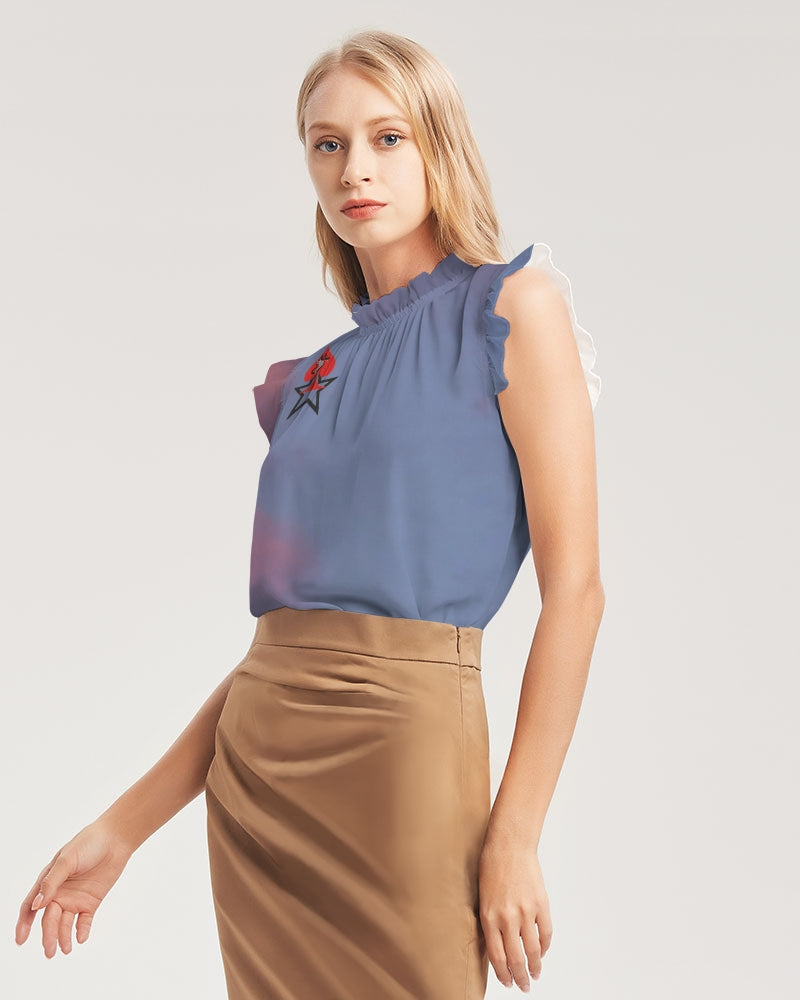 Sky bright Women's All-Over Print Ruffle Sleeve Top