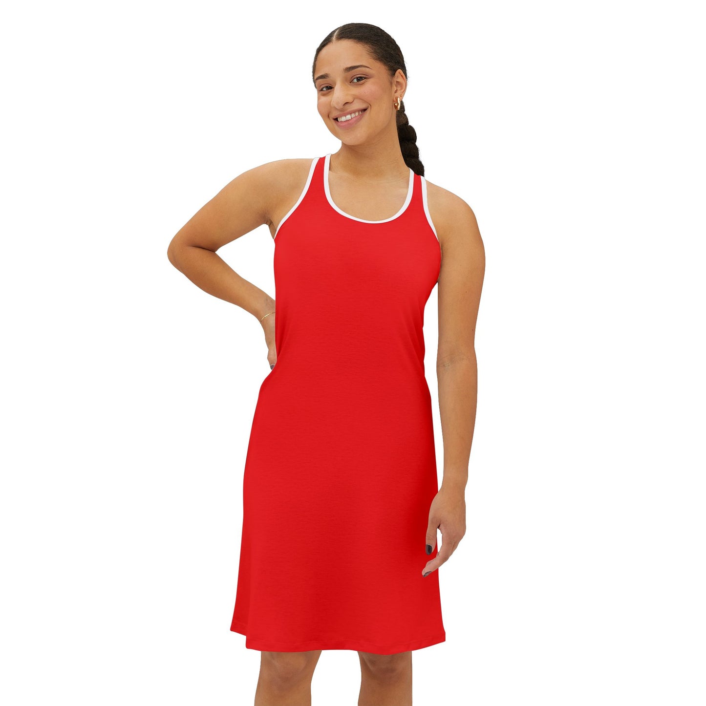 Summer Red Vibrant Everyday Women's Racerback Dress, Casual Summer Dress, Vacation Wear, Beach Dress, Holiday Outfit, Activewear