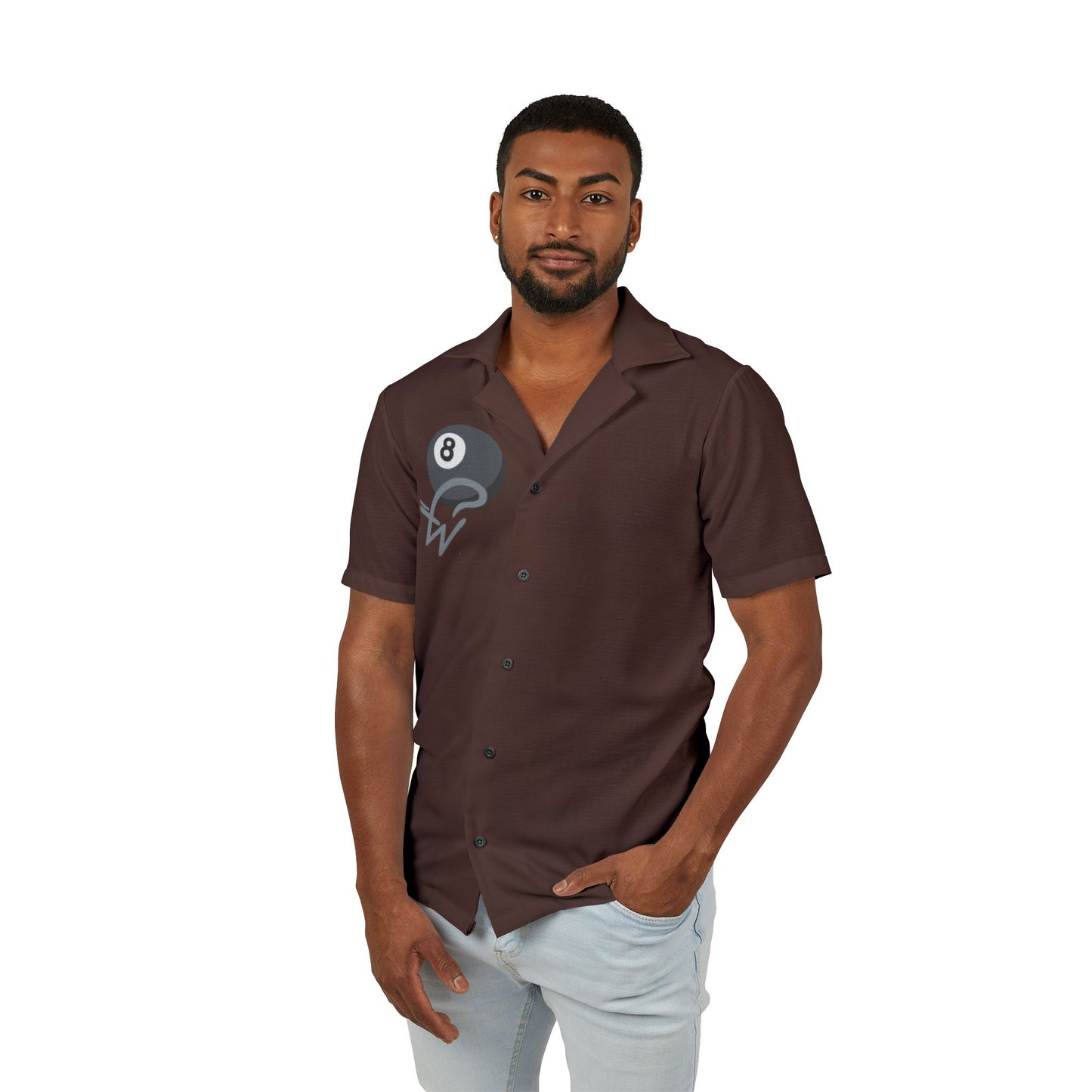 8ball MJ Men's Hawaiian Camp Shirt, Relaxed Summer Shirt, Vacation Attire, Stylish Beachwear, Luau Outfit, Casual Men's Fashion